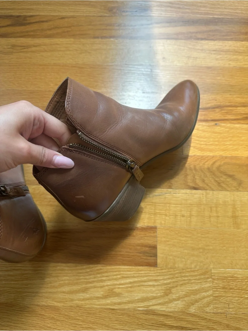 Frye Women's Brown Leather Ankle Booties with Block Heel